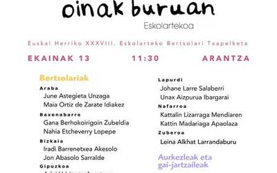 Euskal Herriko Eskolarteko finala larunbatean izanen da Arantzan