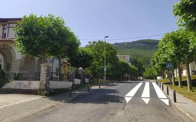 Zebrabide goratua eskolaren parean