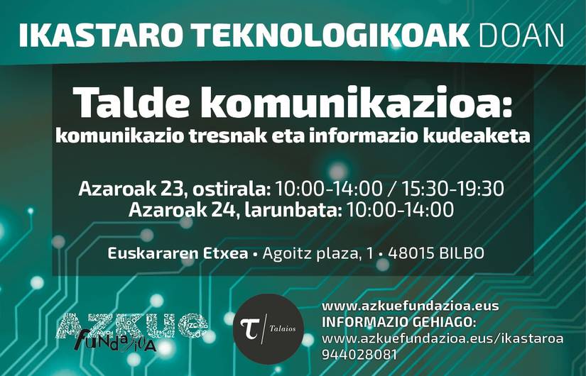 'Komunikazio tresnak eta informazio kudeaketa' ikastaroa Azkueren eskutik azaroan